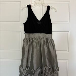 Max & Cleo Black and Silver Girls' Formal Dress with Rosette Trim